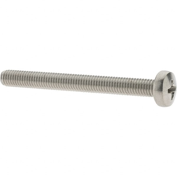 Value Collection - M5x0.80 Metric Coarse, 50mm Length Under Head Phillips Drive Machine Screw - Pan Head, Grade 18-8 & A2 Stainless Steel, Uncoated, Without Washer - Exact Tooling