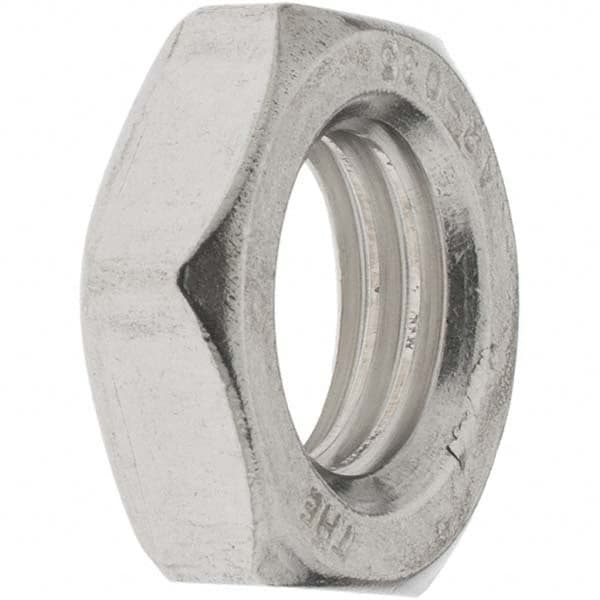 Value Collection - M16x2.00 Metric Coarse Stainless Steel Right Hand Hex Jam Nut - 24mm Across Flats, 8mm High, Uncoated - Exact Tooling