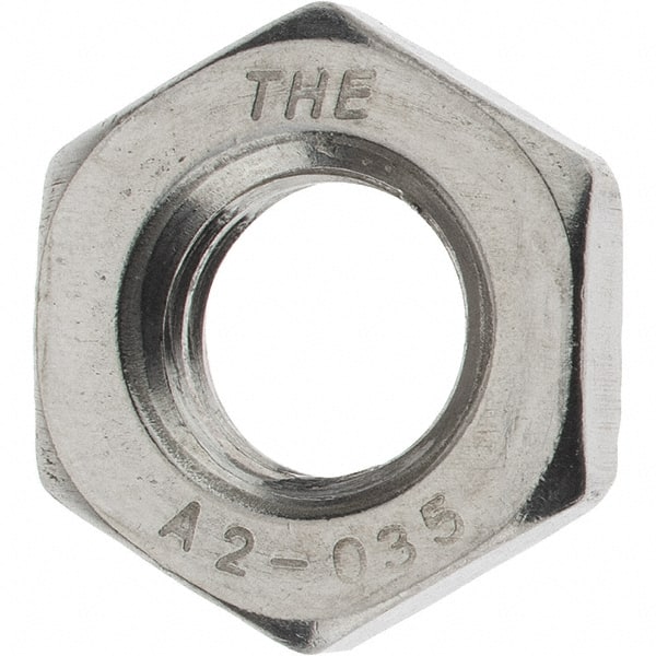 Value Collection - M10x1.50 Metric Coarse Stainless Steel Right Hand Hex Jam Nut - 17mm Across Flats, 5mm High, Zinc Clear Finish - Exact Tooling