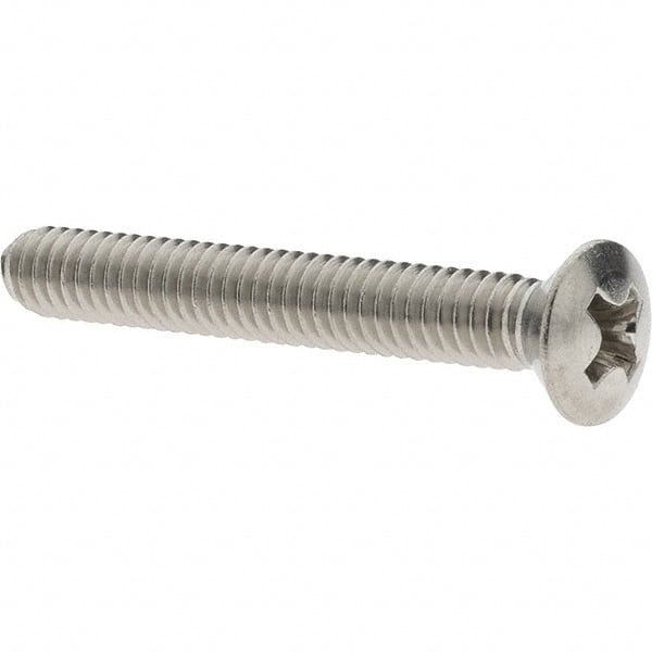 Value Collection - #8-32 UNC, 1-1/4" Length Under Head Phillips Drive Machine Screw - Oval Head, Grade 316 Stainless Steel, Uncoated, Without Washer - Exact Tooling