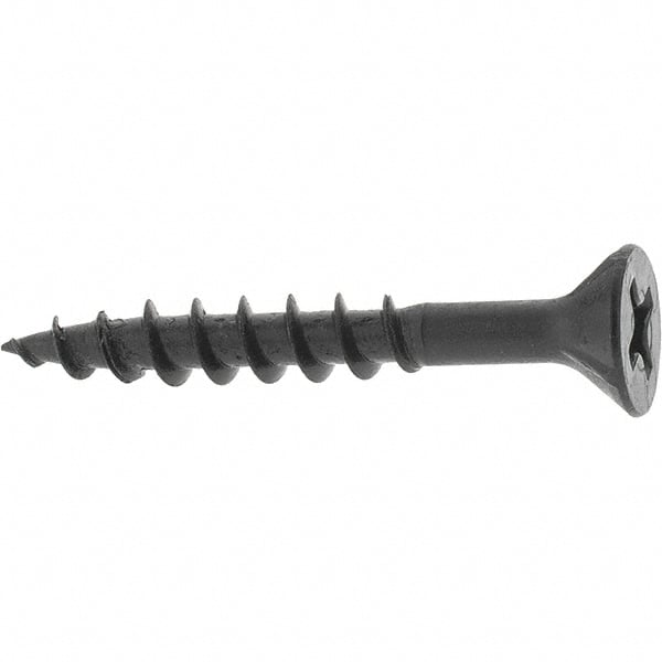 Buildex - #8, 1-1/4" OAL, Phillips Drive Flat Head, Steel Drywall Screws - Black Oxide Finish, Grade 2 - Exact Tooling