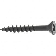 Buildex - #8, 1-1/4" OAL, Phillips Drive Flat Head, Steel Drywall Screws - Black Oxide Finish, Grade 2 - Exact Tooling