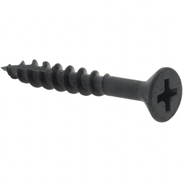 Buildex - #8, 1-1/4" OAL, Phillips Drive Flat Head, Steel Drywall Screws - Black Oxide Finish, Grade 2 - Exact Tooling