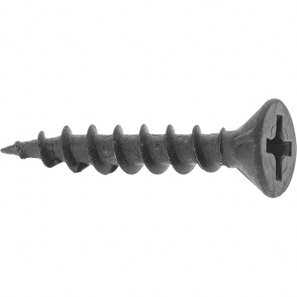 Buildex - #8, 1" OAL, Phillips Drive Flat Head, Steel Drywall Screws - Black Oxide Finish, Grade 2 - Exact Tooling