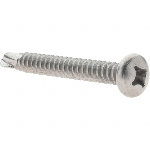Value Collection - #14, Pan Head, Phillips Drive, 2" Length Under Head, #3 Point, Self Drilling Screw - Grade 410 Stainless Steel - Exact Tooling