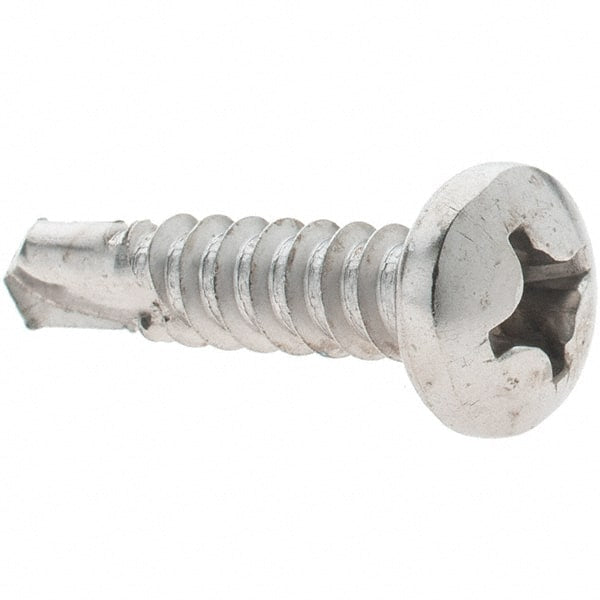 Value Collection - #12, Pan Head, Phillips Drive, 1" Length Under Head, #3 Point, Self Drilling Screw - Grade 410 Stainless Steel - Exact Tooling