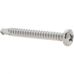 Value Collection - #8, Pan Head, Phillips Drive, 1-1/2" Length Under Head, #2 Point, Self Drilling Screw - Grade 410 Stainless Steel - Exact Tooling