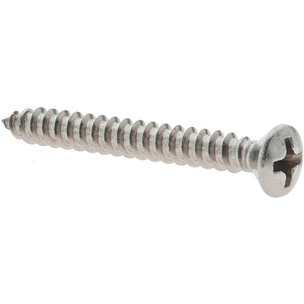 Value Collection - #6 Oval Head Phillips Sheet Metal Screw - Stainless Steel, 1-1/4" Length Under Head, Grade 18-8 - Exact Tooling