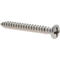 Value Collection - #6 Oval Head Phillips Sheet Metal Screw - Stainless Steel, 1-1/4" Length Under Head, Grade 18-8 - Exact Tooling