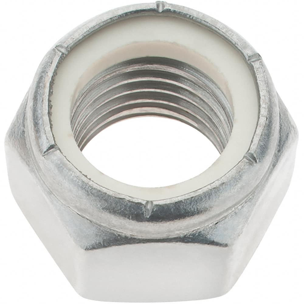 Value Collection - 1-8 UNC 18-8 Hex Lock Nut with Nylon Insert - 1-7/16" Width Across Flats, 1-3/64" High - Exact Tooling