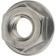 Value Collection - 1/4-20, 19/32" Flange Diam, Serrated Flange Nut - Grade 18-8 Stainless Steel, 0.236" Flange Height - Exact Tooling