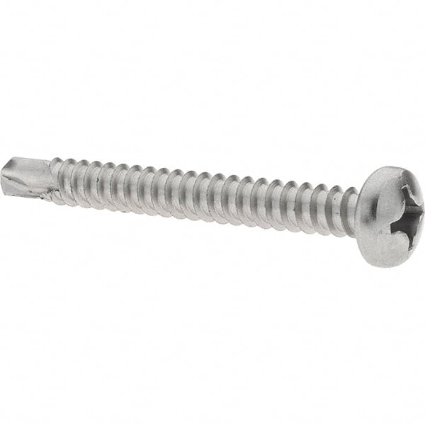 Value Collection - #12, Pan Head, Phillips Drive, 2" Length Under Head, #3 Point, Self Drilling Screw - Grade 410 Stainless Steel - Exact Tooling