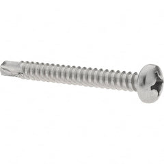 Value Collection - #12, Pan Head, Phillips Drive, 2" Length Under Head, #3 Point, Self Drilling Screw - Grade 410 Stainless Steel - Exact Tooling