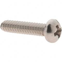 Made in USA - #4-40 UNC, 1/2" Length Under Head Phillips Drive Machine Screw - Round Head, Grade 18-8 Stainless Steel, Uncoated, Without Washer - Exact Tooling