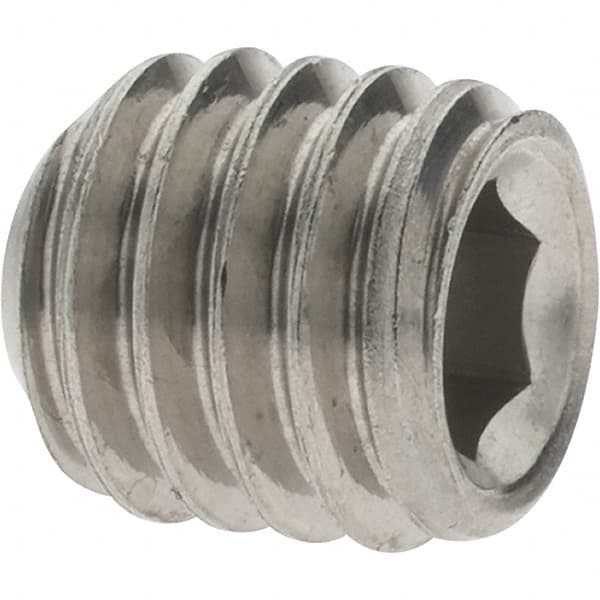 Value Collection - 3/8-16 UNC, 3/8" OAL, Cup Point Set Screw - Grade 18-8 Stainless Steel, 3/16" Key - Exact Tooling