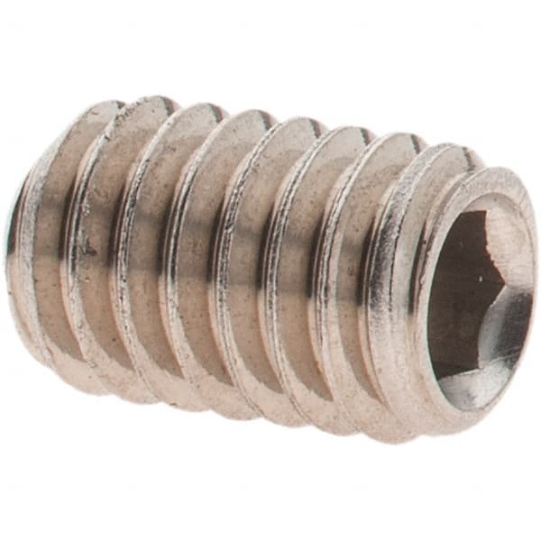 Made in USA - 5/16-18 UNC, 1/2" OAL, Cup Point Set Screw - Grade 18-8 Stainless Steel, 5/32" Key - Exact Tooling