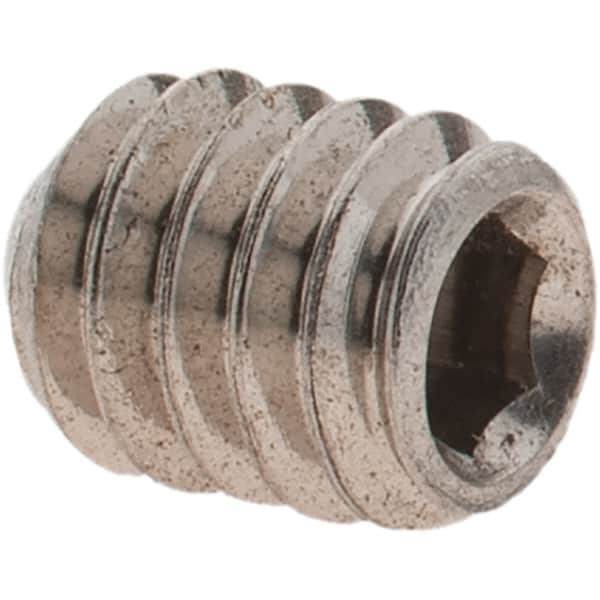 Value Collection - 1/4-20 UNC, 5/16" OAL, Cup Point Set Screw - Grade 18-8 Stainless Steel, 1/8" Key - Exact Tooling