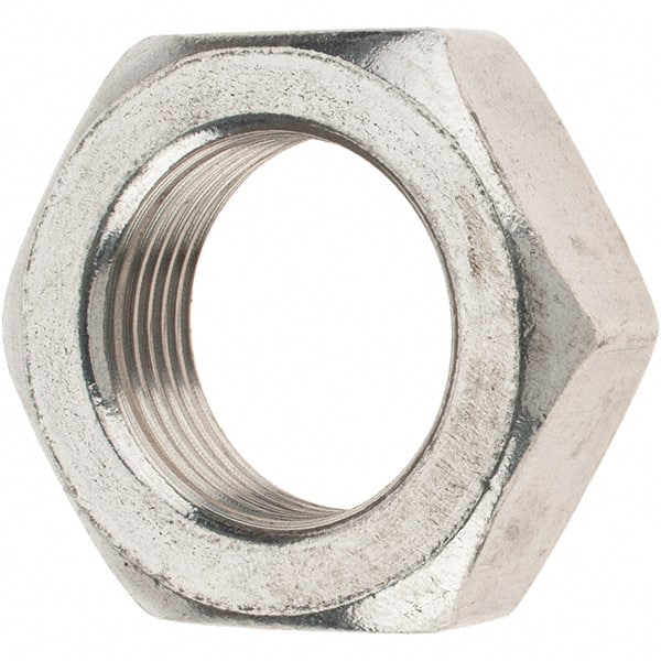 Value Collection - 1-14 UNC Stainless Steel Right Hand Hex Jam Nut - 1-1/2" Across Flats, 35/64" High - Exact Tooling