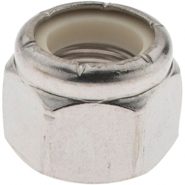 Value Collection - 1/2-20 UNF 18-8 Hex Lock Nut with Nylon Insert - 3/4" Width Across Flats, 19/32" High, Uncoated - Exact Tooling