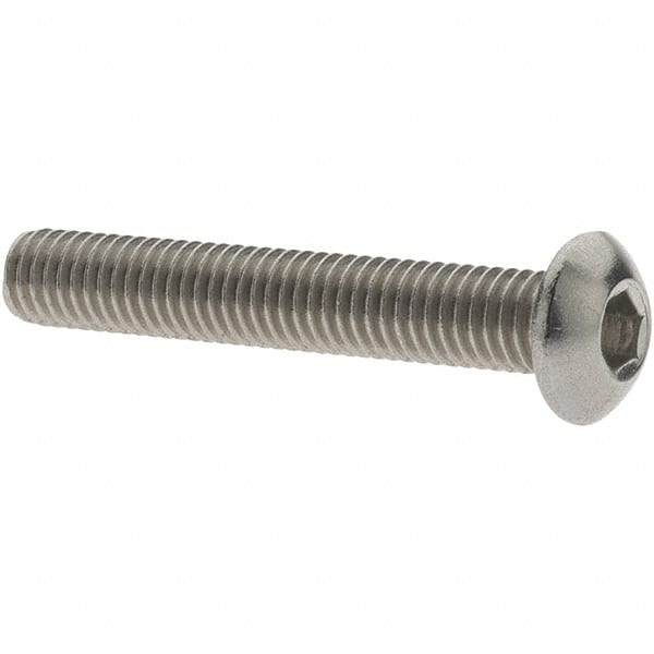 Value Collection - #10-32 UNF Hex Socket Drive, Button Screw - Grade 18.8 Stainless Steel, Fully Threaded, 1-1/4" Length Under Head - Exact Tooling