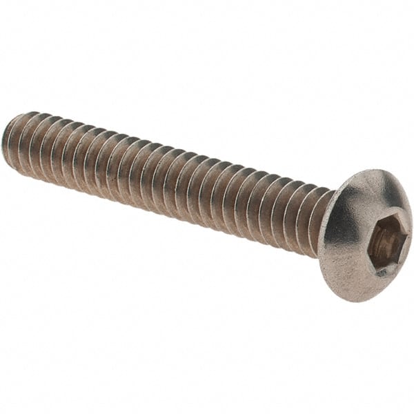 Value Collection - #10-24 UNC Hex Socket Drive, Button Screw - Grade 18.8 Stainless Steel, Fully Threaded, 1-1/4" Length Under Head - Exact Tooling