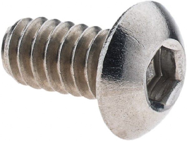 Value Collection - #10-24 UNC Hex Socket Drive, Button Screw - Grade 18-8 Stainless Steel, 3/8" Length Under Head - Exact Tooling
