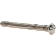 Value Collection - 1/4-20 UNC, 2-1/2" Length Under Head Slotted Drive Machine Screw - Round Head, Grade 18-8 Stainless Steel, Uncoated, Without Washer - Exact Tooling