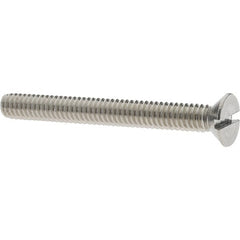 Value Collection - #12-24 UNC, 2" OAL Slotted Drive Machine Screw - Flat Head, Grade 18-8 Stainless Steel, Uncoated, Without Washer - Exact Tooling