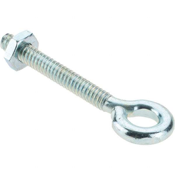 Value Collection - #10-24, Zinc-Plated Finish, Steel Wire Turned Eye Bolt - 1-3/16" Thread Length, 9/32" ID, 1-7/16" Shank Length - Exact Tooling