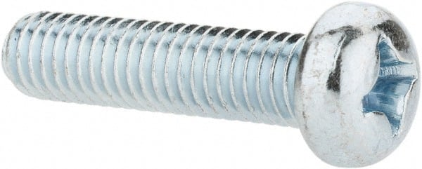Value Collection - M6x1.00, 25mm Length Under Head Phillips Drive Machine Screw - Pan Head, Grade 4.8 Steel, Zinc-Plated Finish, Without Washer - Exact Tooling