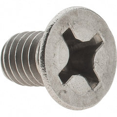 Value Collection - M6x1.00 Metric Coarse, 10mm OAL Phillips Drive Machine Screw - Flat Head, Grade 18-8 Stainless Steel, Uncoated, Without Washer - Exact Tooling