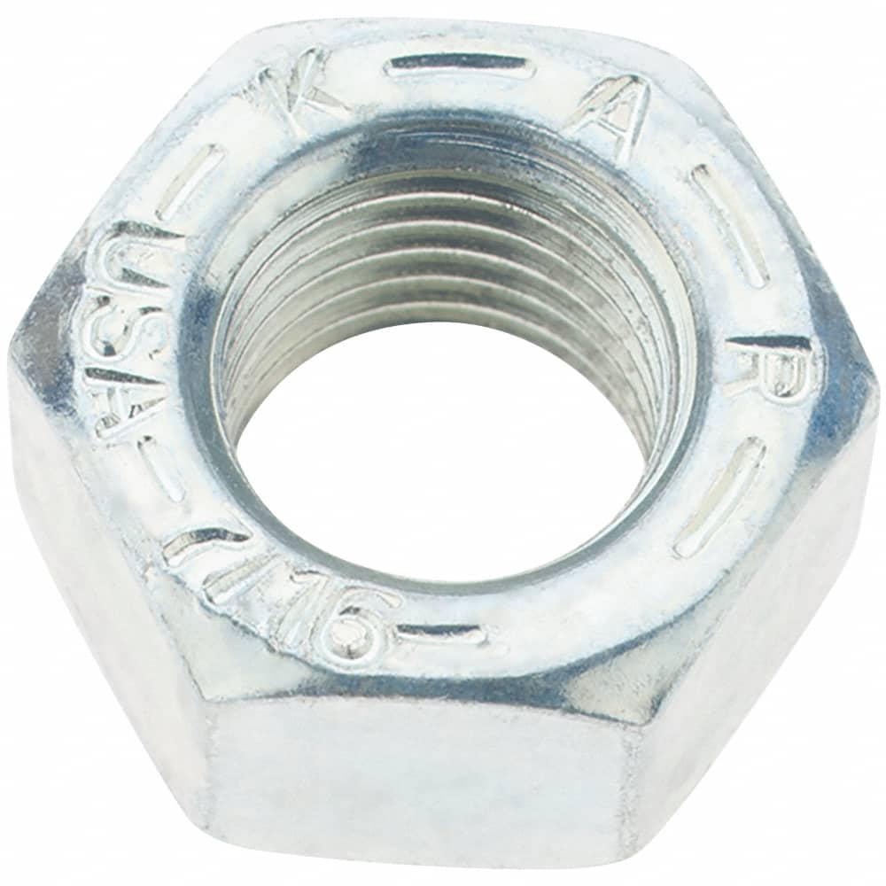 Value Collection - 7/16-20 UNF Steel Right Hand Hex Nut - 11/16" Across Flats, 3/8" High, Zinc Yellow Dichromate Finish - Exact Tooling