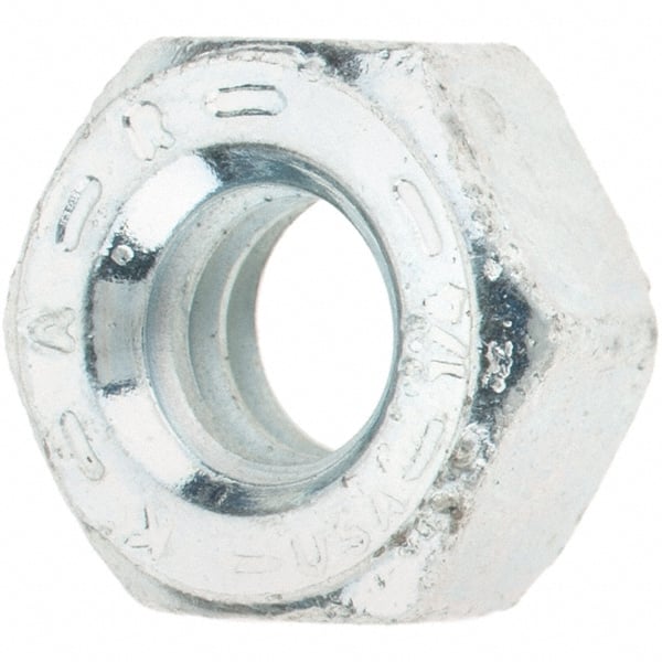 Value Collection - 1/4-20 UNC Steel Right Hand Hex Nut - 7/16" Across Flats, 7/32" High, Zinc Yellow Dichromate Finish - Exact Tooling