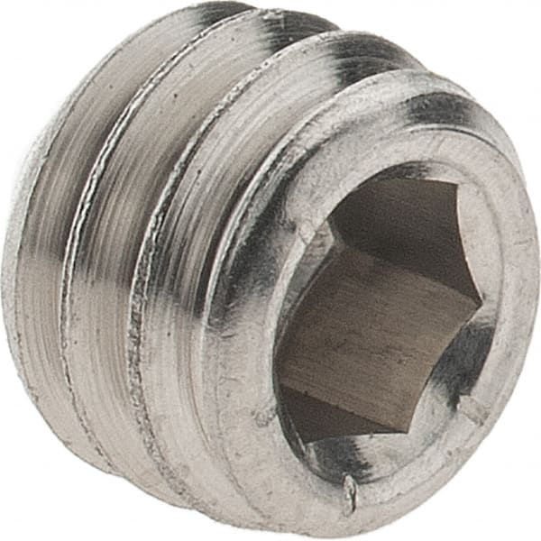 Made in USA - 5/16-18 UNC, 1/4" OAL, Cup Point Set Screw - Grade 316 Stainless Steel, 3/32" Key - Exact Tooling