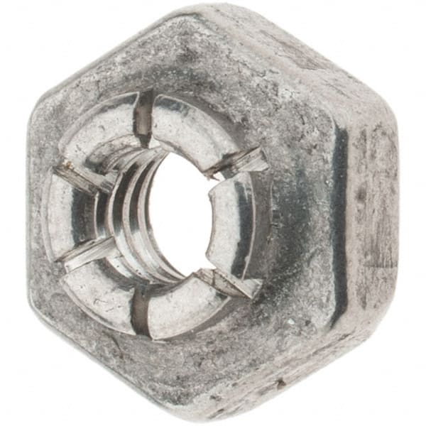 Value Collection - #6-32 UNJC 18-8 Hex Lock Nut with Expanding Flex Top - 5/16" Width Across Flats, 3/16" High, Uncoated, Meets Military Specifications - Exact Tooling