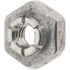 Value Collection - #6-32 UNJC 18-8 Hex Lock Nut with Expanding Flex Top - 5/16" Width Across Flats, 3/16" High, Uncoated, Meets Military Specifications - Exact Tooling