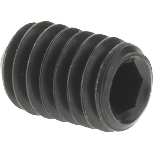 Value Collection - M4x0.70 Metric Coarse, 6mm OAL, Cup Point Set Screw - Grade 14.9 (45H) Alloy Steel, 2mm Key - Exact Tooling