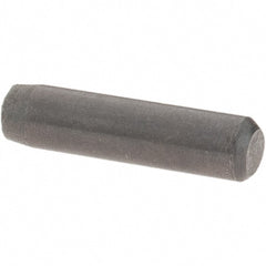 Value Collection - 1/8" Diam x 1/2" Pin Length Grade 8 Alloy Steel Standard Dowel Pin - Bright Finish, C 47-58 & C 60 (Surface) Hardness, 1,840 Lb (Single Shear), 3,680 Lb (Double Shear) Breaking Strength, 1 Beveled & 1 Rounded End - Exact Tooling