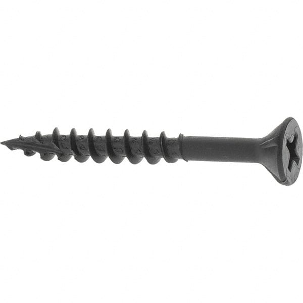 Buildex - #8, 1-1/2" OAL, Phillips Drive Flat Head, Steel Drywall Screws - Black Oxide Finish, Grade 2 - Exact Tooling