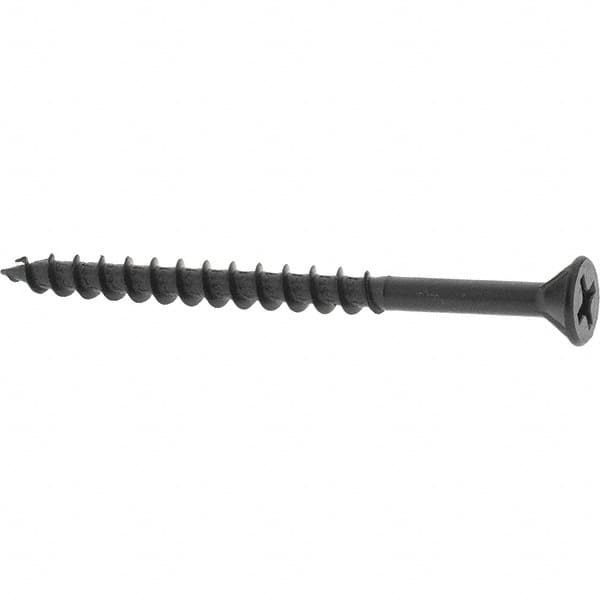Buildex - #8, 2-1/4" OAL, Phillips Drive Flat Head, Steel Drywall Screws - Black Oxide Finish, Grade 2 - Exact Tooling