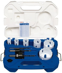 Lenox - 9 Piece, 3/4" to 2-9/16" Saw Diam, General Purpose Hole Saw Kit - Carbide Grit, Includes 6 Hole Saws - Exact Tooling