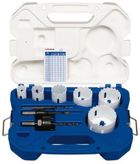 Lenox - 8 Piece, 7/8" to 2-1/2" Saw Diam, Electrician's Hole Saw Kit - Carbide-Tipped, Toothed Edge, Pilot Drill Model No. 123CT, Includes 6 Hole Saws - Exact Tooling