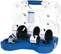 Lenox - 5 Piece, 2" to 4-1/8" Saw Diam, Contractor's Hole Saw Kit - Bi-Metal, Includes 4 Hole Saws - Exact Tooling