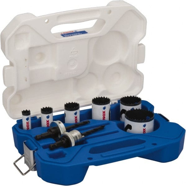 Lenox - 8 Piece, 5/8" to 2-1/8" Saw Diam, Refrigerator Repair Hole Saw Kit - Bi-Metal, Pilot Drill Model No. 56PD, Includes 6 Hole Saws - Exact Tooling