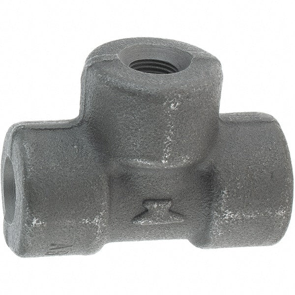 Made in USA - Size 1/8", Class 3,000, Forged Carbon Steel Black Pipe Tee - 3,000 psi, Threaded End Connection - Exact Tooling