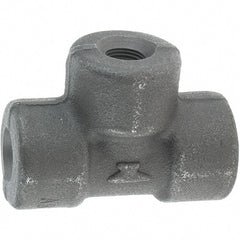 Made in USA - Size 1/8", Class 3,000, Forged Carbon Steel Black Pipe Tee - 3,000 psi, Threaded End Connection - Exact Tooling