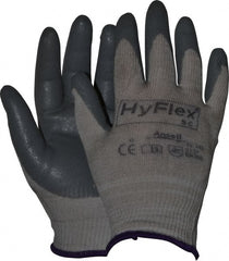 Ansell - Size XS (6) Nitrile Coated X-Static Yarn General Protection Work Gloves - For Static Control, Palm & Fingers Coated, Knit Wrist Cuff, Full Fingered, Gray, Paired - Exact Tooling