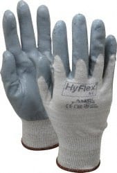 Ansell - Size L (9) Nitrile Coated X-Static Yarn General Protection Work Gloves - For Static Control, Palm & Fingers Coated, Knit Wrist Cuff, Full Fingered, Gray, Paired - Exact Tooling