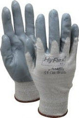 Ansell - Size L (9) Nitrile Coated X-Static Yarn General Protection Work Gloves - For Static Control, Palm & Fingers Coated, Knit Wrist Cuff, Full Fingered, Gray, Paired - Exact Tooling