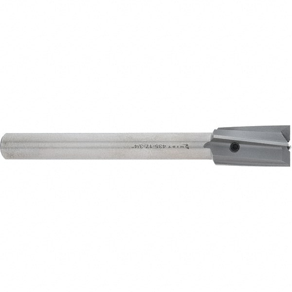 Made in USA - 3/4" Diam, 1/2" Shank, Diam, 4 Flutes, Straight Shank, Interchangeable Pilot Counterbore - Exact Tooling